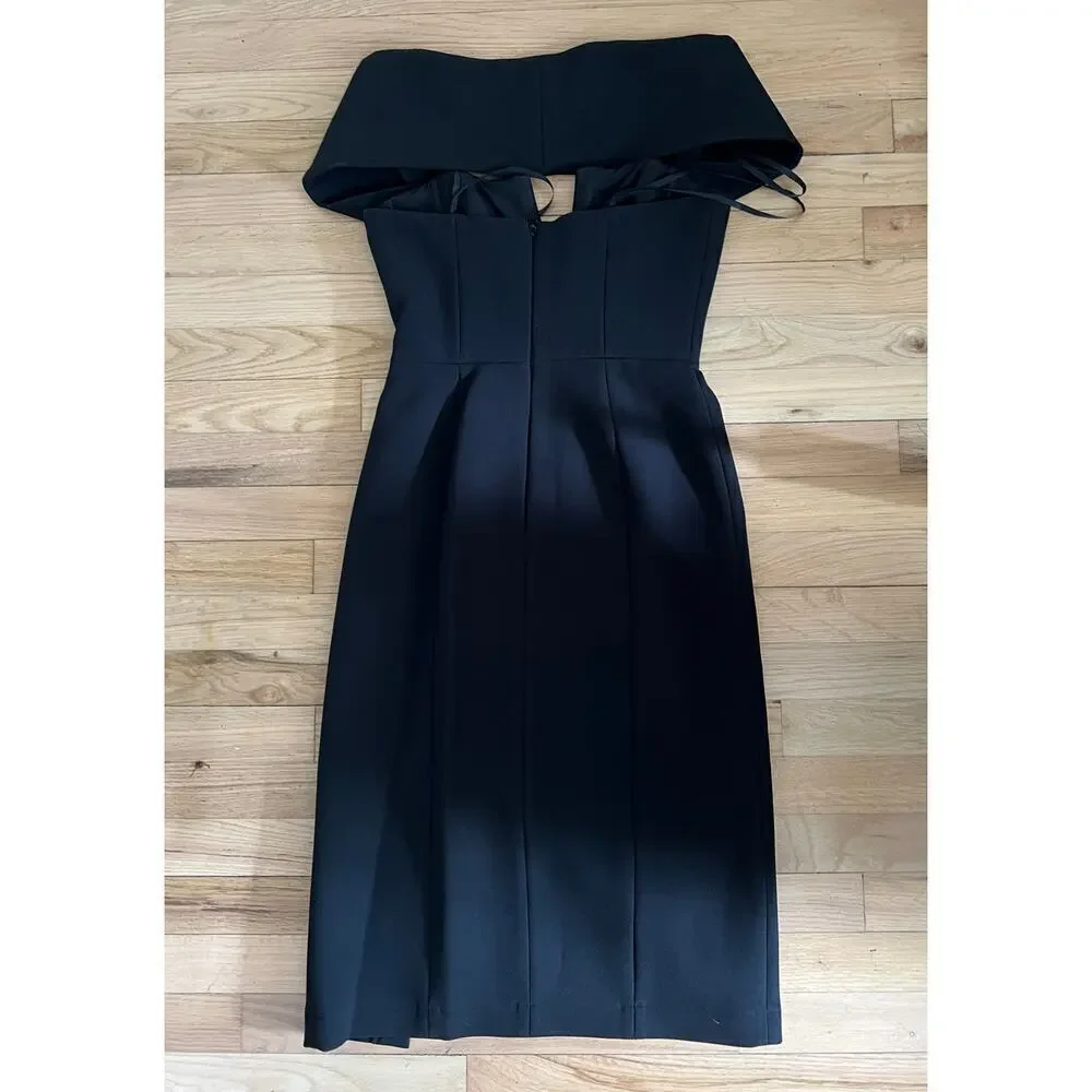 BCBGMAXAZRIA Women's 2 Black Marquis Off The Shoulder Mini Dress LBD Side Slit